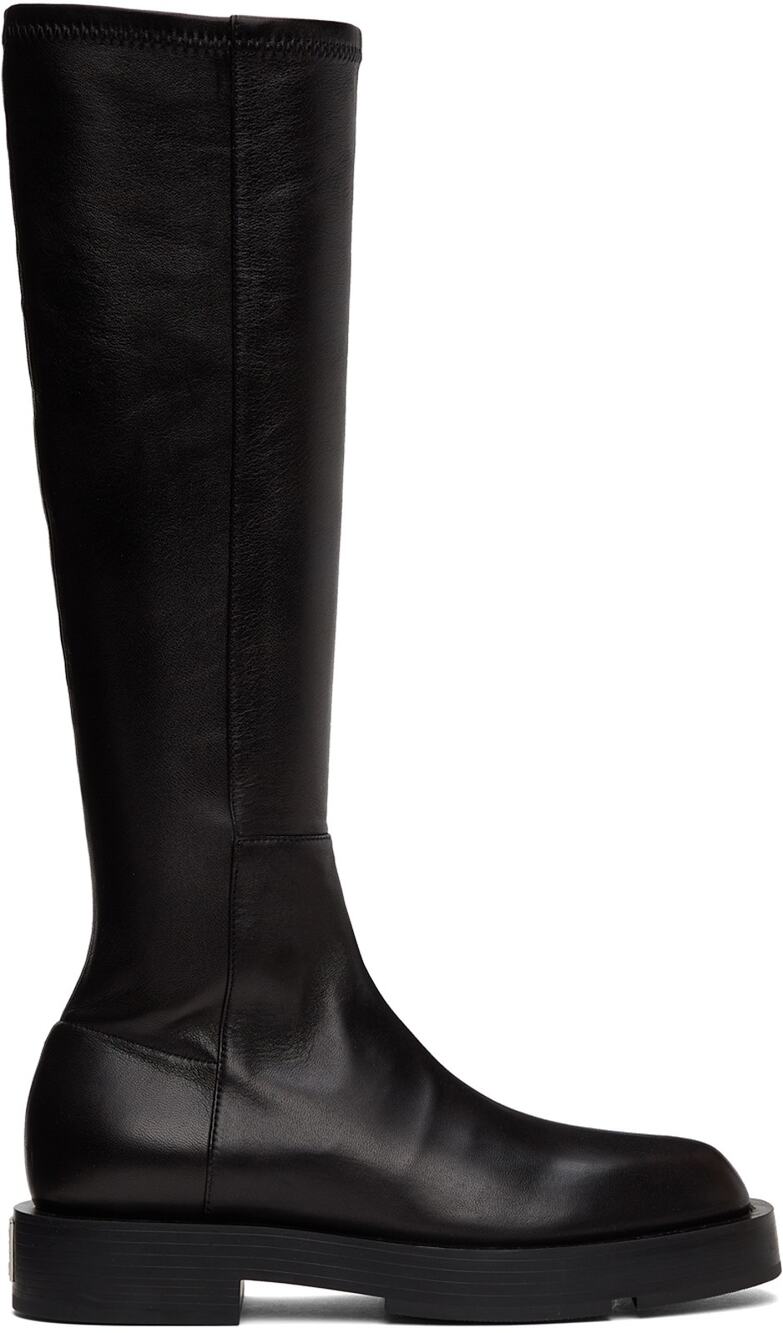 Givenchy Leather Black Square Toe Knee High Boots Size 40 EU / US 10